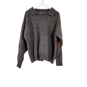 Vintage Outdoor Life Shetland Wool Mens Ribbed Textured Green Sweater, Sz XL